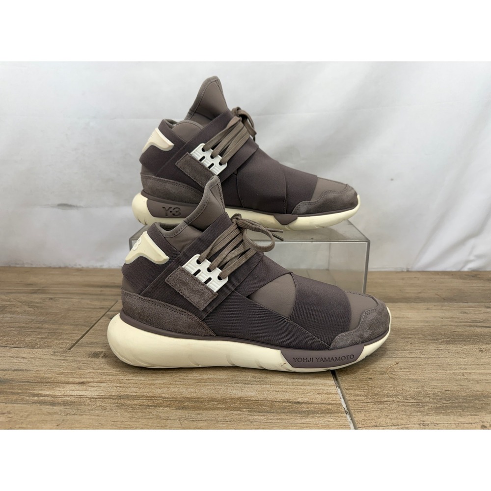 Adidas Y-3 Qasa High Yohji Yamamoto Brown Neoprene Sneakers Mens 9